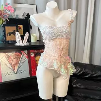 Русалка фея бисерная цепочка сексуальная новая юбка на подтяжках платье-топ-труба One Size