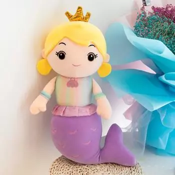 Русалка Подушка-игрушка Милая Кровать Плюшевая игрушка Принцесса Дети Девочка Кукла Тряпичная кукла Отправить Девочке Милая 40cm0.15kg фиолетовый