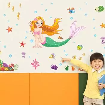 Русалка принцесса детская домашняя спальня ванная комната украшения ПВХ стикер стены