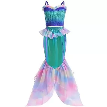 Русалочка Маленькая Ариэль Купальник Косплей Костюм Вечеринка Наряд Рождество Подарки для Девочек Fit height140/55.12in
