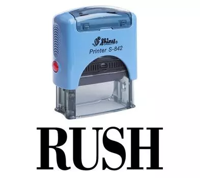 RUSH Self Inking Rubber Stamp Office Стационарная индивидуальная блестящая печать Impression Area 14 mm x 38 mm чёрный