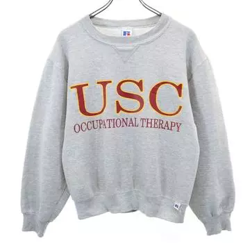 RUSSELL ATHLETIC 90s Made in USA Old Print Long sleeve sweat trainer Men s Used