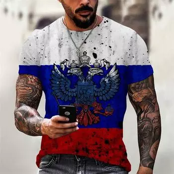 Russian Bear National Emblem T-shirts Men s Retro Streetwear 3d Printed Pattern T-Shirts Fashion Harajuku Hip Hop Top XS