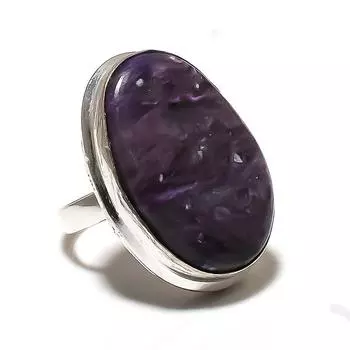 Russian Charoite Gemstone Handmade 925 Sterling Silver Ring Size 8.5 d6L78