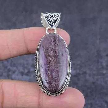 Russian Charoite Gemstone Handmade 925 Sterling Silver Gift Pendant 2.29 J2S01
