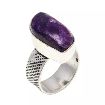 Серебряные украшения ручной работы с русским драгоценным камнем чероитом 7.5