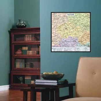 Russian Czech Republic Map City Illustration Map Canvas Painting Wall Art Poster Home Decoration 60*60cm