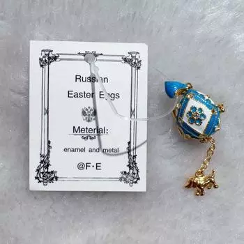 Russian Fabe Hot Egg Open Necklace Pendant Russian Royal Court Small Jewelry Russian Crafts Blue Plaid (can open to send necklace)