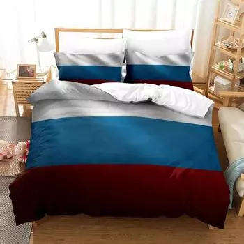 Russian Flag Bedding Set Single Twin Full Queen King Size Russian Theme Bed Set Teenager Bedroom Duvetcover Sets 3D Print 030 EU single(135x200cm)