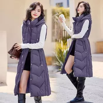 Russian long down cotton vest women fashion good quality hooded vest vest vest jacket tide S