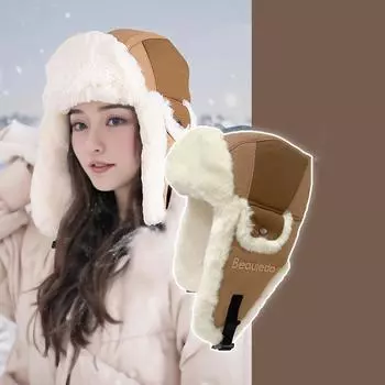 Русский мужской женский утолщенный плюшевый зимняя шапка теплая осенне-зимняя водительская ветрозащитная шапка для езды в холодную погоду хлопковая шапка