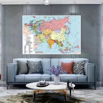 Русская карта серии фон Буя и карта континента Европы политическое распределение живопись настенный художественный постер домашний декор 59*42cm(Canvas)