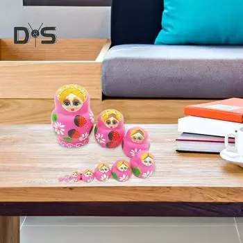 Русская матрешка для детей, 10-слойная деревянная матрешка, набор, девочка-клубничка, развивающие матрешки, игрушки, подарок для детей розовый
