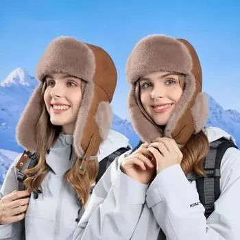 Русская шапка Мужская теплая шапка Шапка Leifeng Шапки-ушанки Зимние шапки Женская меховая шапка Мягкая уличная ветрозащитная шапка с ушанками