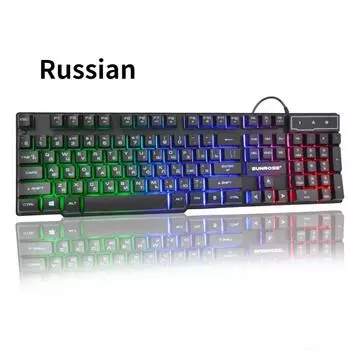 Русская светящаяся клавиатура Русская светящаяся механическая ручная клавиатура Russian разноцветный
