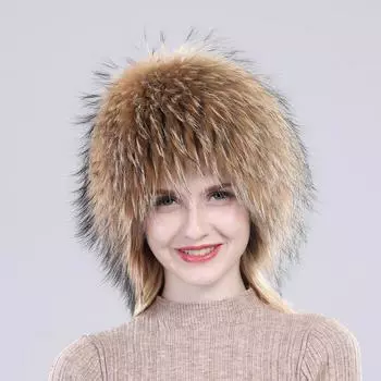 Русская женская зимняя шапка из 100% натурального лисьего меха, вязаная роскошная эластичная теплая шапка из 100% натурального лисьего меха, женская уличная согревающая меховая шапка 52cm-60cm миндальный