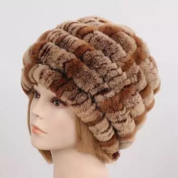Русская зимняя шапка из натурального меха, женская вязаная шапка-бомбер из натурального меха кролика рекс, женская натуральная теплая шапка из 100% натурального меха кролика рекс Good elasticity серый