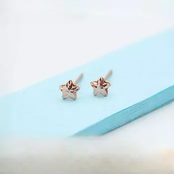 Русские фиолетовые золотые серьги из розового золота 585 пробы Простые японские и корейские универсальные женские серьги-звезды Русские цветные золотые серьги