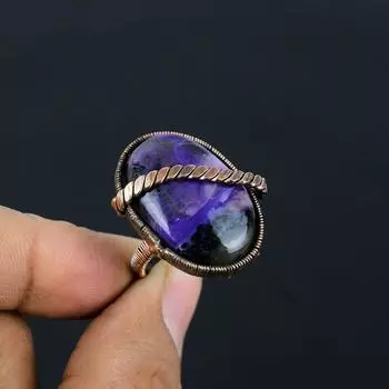 Русский драгоценный камень чаорит медная проволока обернутая ювелирное кольцо ручной работы подарок для женщин 4 фиолетовый