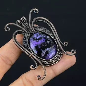 Русский драгоценный камень чаорит в форме бабочки, чистая медная проволока, обернутая ювелирными изделиями ручной работы 2.44 Inches фиолетовый