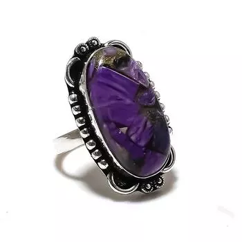 Русский драгоценный камень чароит ручная работа ювелирное кольцо из стерлингового серебра 925 пробы размер 9 m3s24