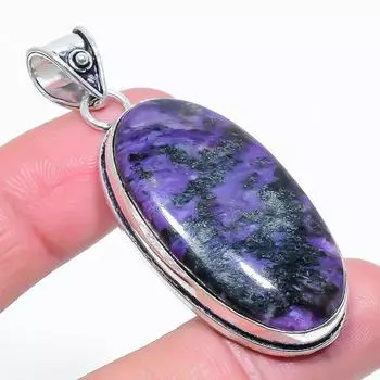 Русский драгоценный камень чароит ювелирное изделие кулон из стерлингового серебра 925 пробы 2.36 J3e71