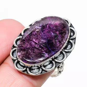 Русский драгоценный камень чароит ювелирное кольцо из стерлингового серебра 925 пробы размер 9 D2Z42 9 фиолетовый