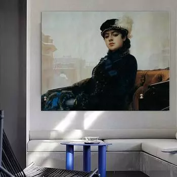 Русский художник Иван Крамской Неизвестная девушка холст картина постер и принты настенные художественные картины для гостиной домашний декор 21*30cm