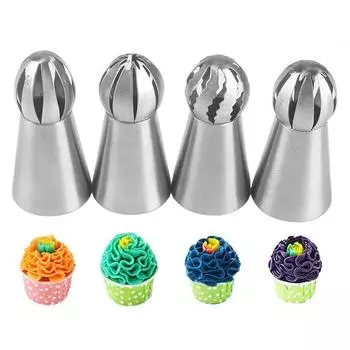 Русский Контейнер Насадка 4 Стили Сфера Шарик Глазурь Кондитеры Кондитерские Советы Сахарное Ремесло Декоратор Кексов Кухонные Принадлежности Для Выпечки Инструменты