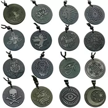 Русский шунгит Средневековье Простая ручная работа Натуральный камень Текстура 35 40 мм Подвеска 35Mm (about 10g)