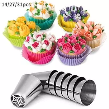 Русский тюльпан из нержавеющей стали насадки для глазури торта набор для украшения кремом кондитерских изделий инструменты для украшения кексов