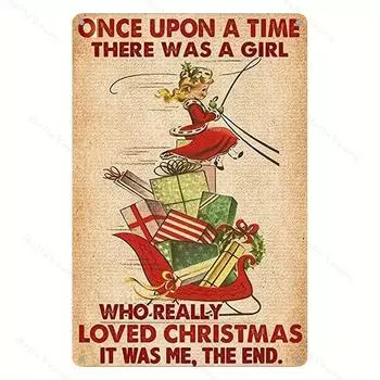 Rustic Christmas Metal Plaque Vintage Holiday Wall Decor, Waterproof and Weatherproof Artwork Holiday Home Decoration 20x30cm яблочный зеленый