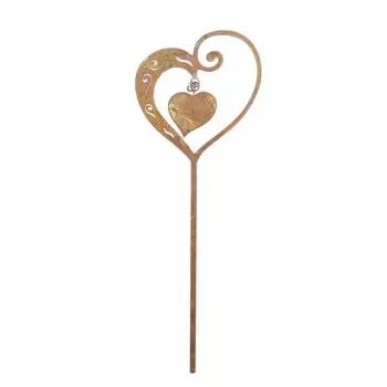 Rustic Heart Shape Garden Stake Yard Art Ground Stake for Outdoor Decoration Lawn Art Weather Resistant Iron Decors