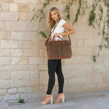 Rustic Leather Laptop Bag - Ivaan