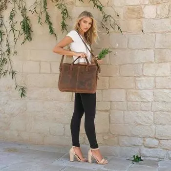 Rustic Leather Laptop Bag - Ivaan