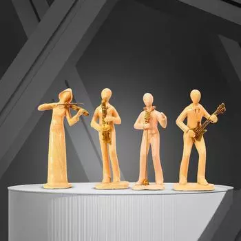 Rustic Stone-Finish Musician Set | A Symphony of Tradition & Craftsmanship | Perfect for Cultural & Artistic Dcor – Pack of 4