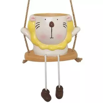 Rustic Style Animal Planter Resin Crafts Planter Stand Creative Swing Hanging Basket Indoor Plants Lion