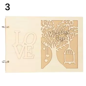 Рустикальная памятная книга для подписей гостей, свадебные организаторы, деревянная 3