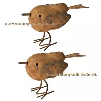 Рустикальное металлическое украшение в виде птицы для декора сада на открытом воздухе