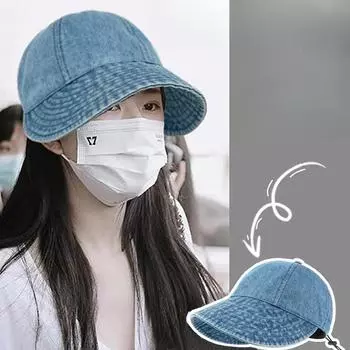 Ruth Denim Шляпа-панама для женщин с большой окружностью головы, простая кепка, закрывающая лицо, показывающая маленькое лицо