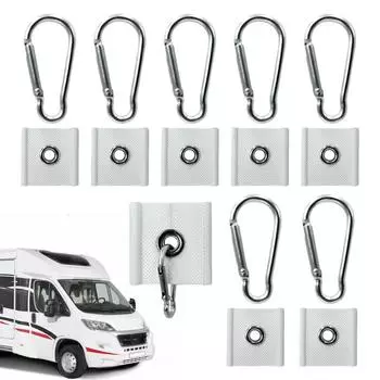 RV Awning Hooks Awning Clips Hooks Set 16 Pcs Metal Clips Awning Light Holder Camping Light Hangers Clothes Hooks Canopy Clip белый