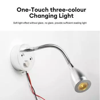 Светодиодный светильник для чтения на лодке, автофургоне, регулируемая яркость, настенный светильник на гибкой стойке, 12 В, 3 Вт, сенсорный настенный светильник для автодома, яхты, каюты, порт USB для зарядки чёрный