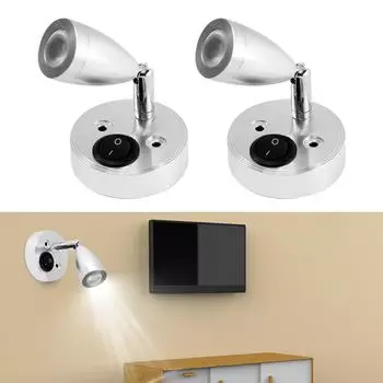 RV Interior 12V LED Reading Led Spot Light Dimmible 180-градусный вращающийся светильник для лодки, автодома, прицепа, грузовика, яхты серебряный