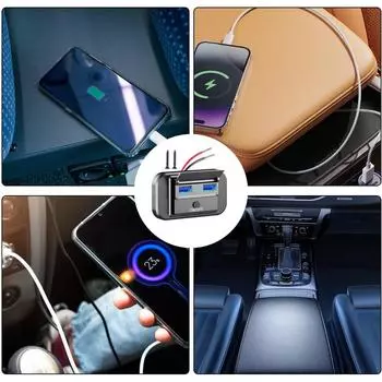 RV USB Outlet 12V Wall Mount 2 Ports USB Charger Socket Waterproof Motorcycle Charger DC 12-24V 66W Quick Charger Socket Panel CHINA