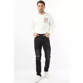 Рваные джинсы мужской серии, черные