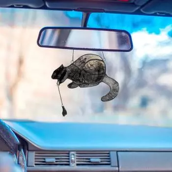 Рвота Кот Акриловый Подвесной Автомобильный Интерьер Зеркало Заднего Вида Декор Домашней Двери Окна Подвесной жёлтый