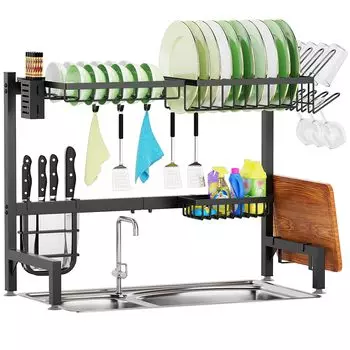Rxakudedo сушилка для посуды над раковиной сушилка для посуды телескопическая сушилка для посуды большой емкости кухонные принадлежности для хранения на кухне сушилка для посуды