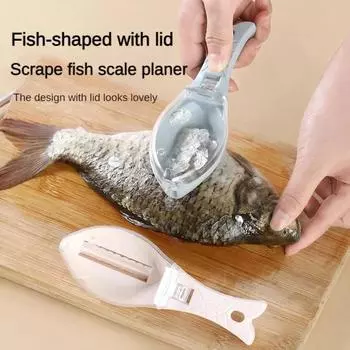 Рыбья чешуя Терки Скребок Инструмент для чистки рыбы Соскребающий чешую Устройство с крышкой Домашняя кухня Кулинария Рыболовный инструмент Резак синий