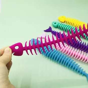 Рыбья кость Рыбья кость Fidget Toys Силиконовая рыбья кость Squeeze Ghost Силиконовая игрушка-рыбья кость для детей Random 1pc