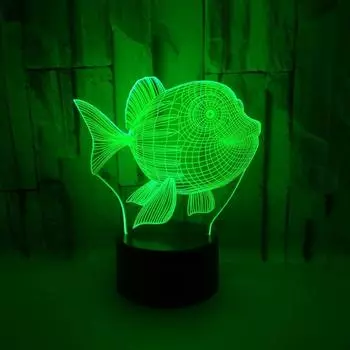 Рыба 3D Маленькая настольная лампа Подарочная атмосфера Фабрика оптовая продажа 7 цветов меняющая настольная лампа Милые детские игрушки из мультфильмов